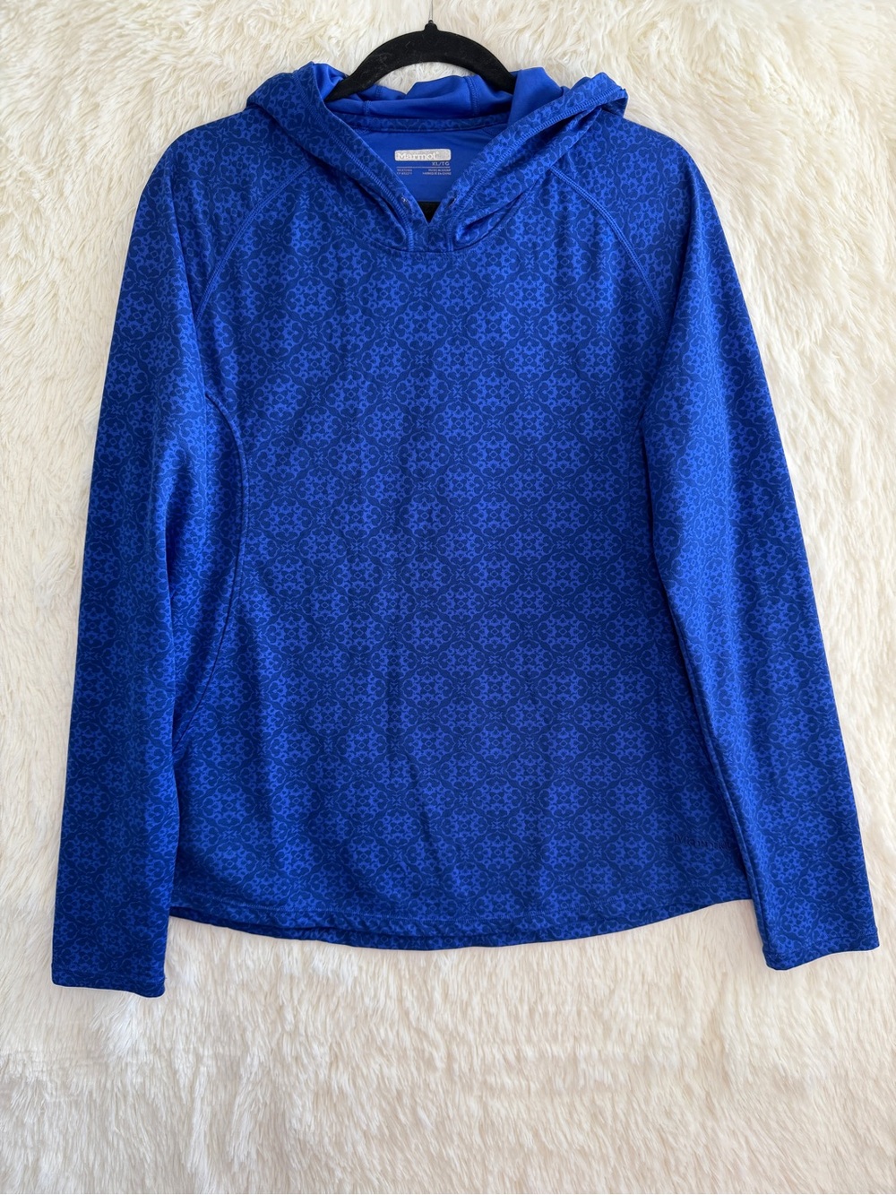 Marmot Womens Long Sleeve Performance Hoodie Size XL Blue Gorpcore Hiking Sporty